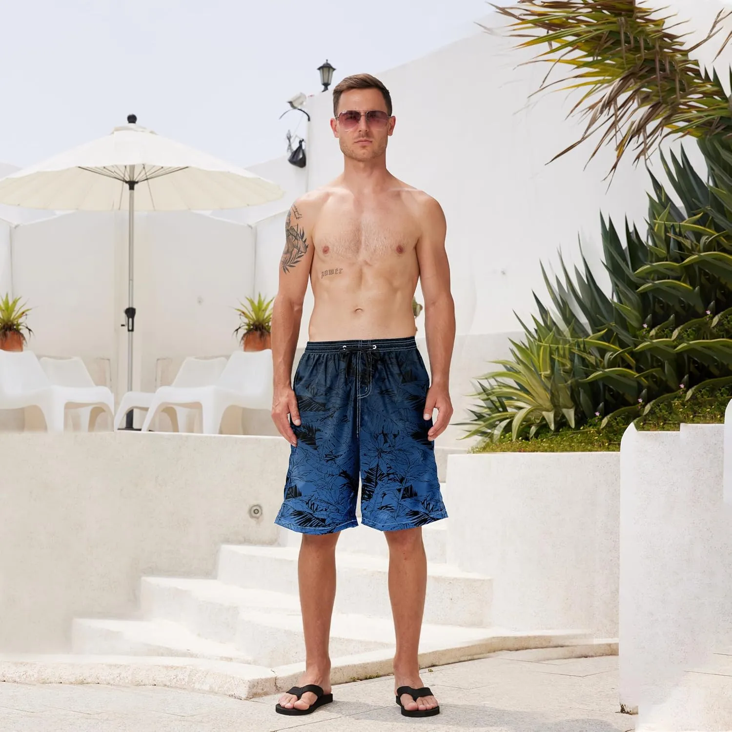 Mens Swim Trunks Quick Dry Board Shorts with Mesh Lining, Breathable Fit Hawaii Beach Shorts Swimwear Bathing Suits