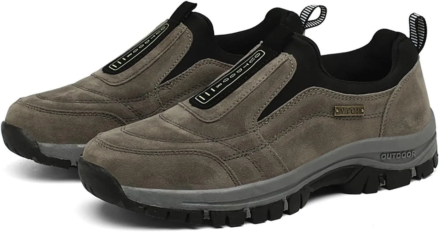 Men's White, Black, Grey Hiking Shoes - All Season, Flat Heel, Round Toe, Slip-On, Water Resistant, Slip-Resistant, Casual, Outdoor, Adult Men's Size