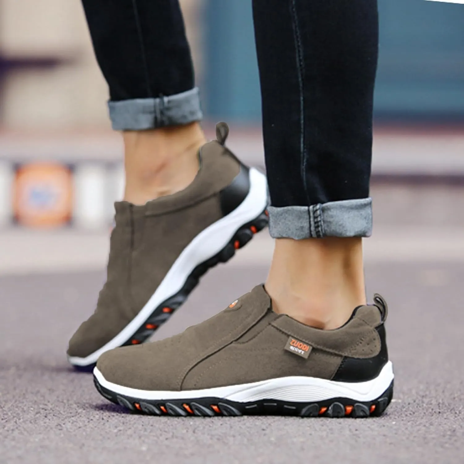 Men's White, Black, Grey Hiking Shoes - All Season, Flat Heel, Round Toe, Slip-On, Water Resistant, Slip-Resistant, Casual, Outdoor, Adult Men's Size