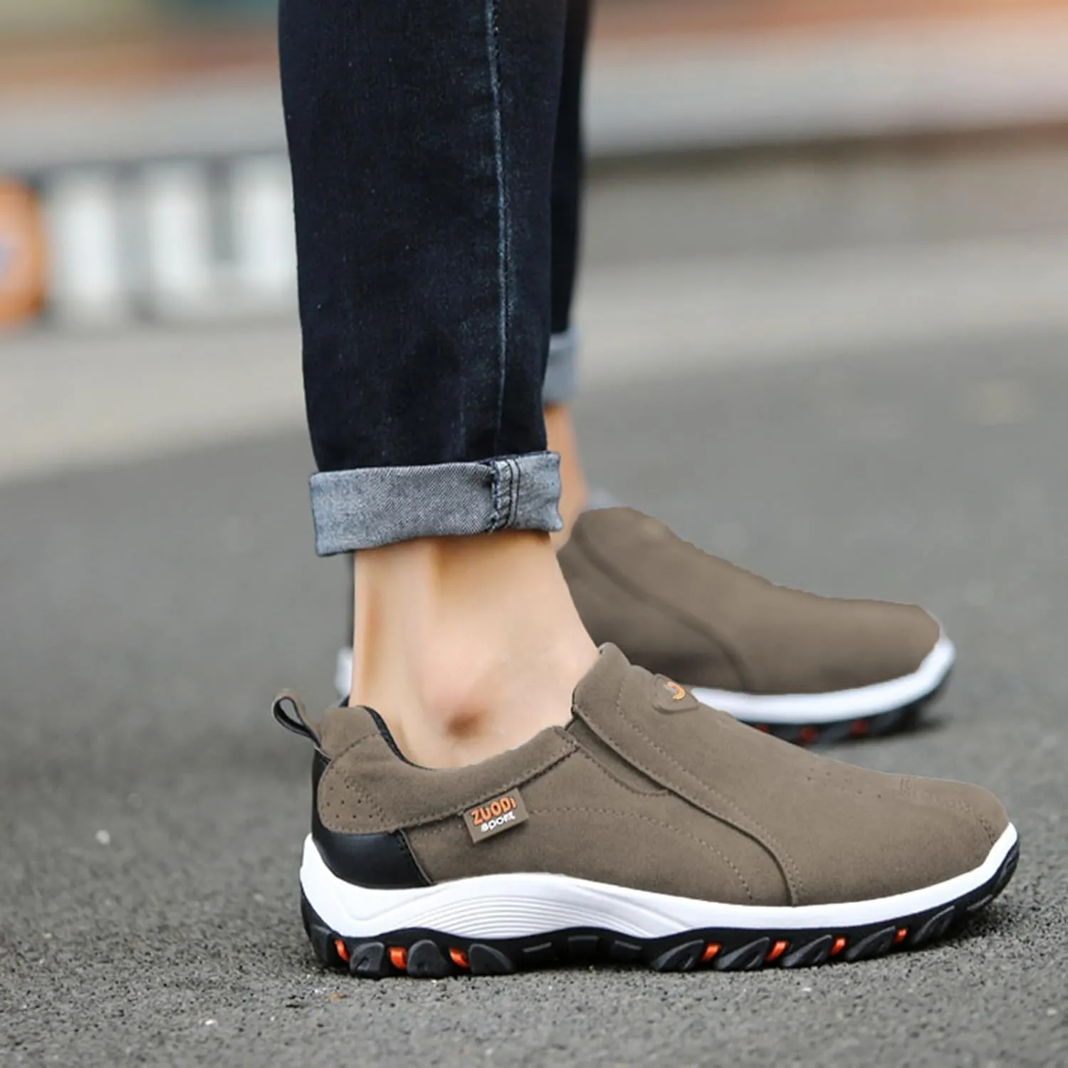 Men's White, Black, Grey Hiking Shoes - All Season, Flat Heel, Round Toe, Slip-On, Water Resistant, Slip-Resistant, Casual, Outdoor, Adult Men's Size