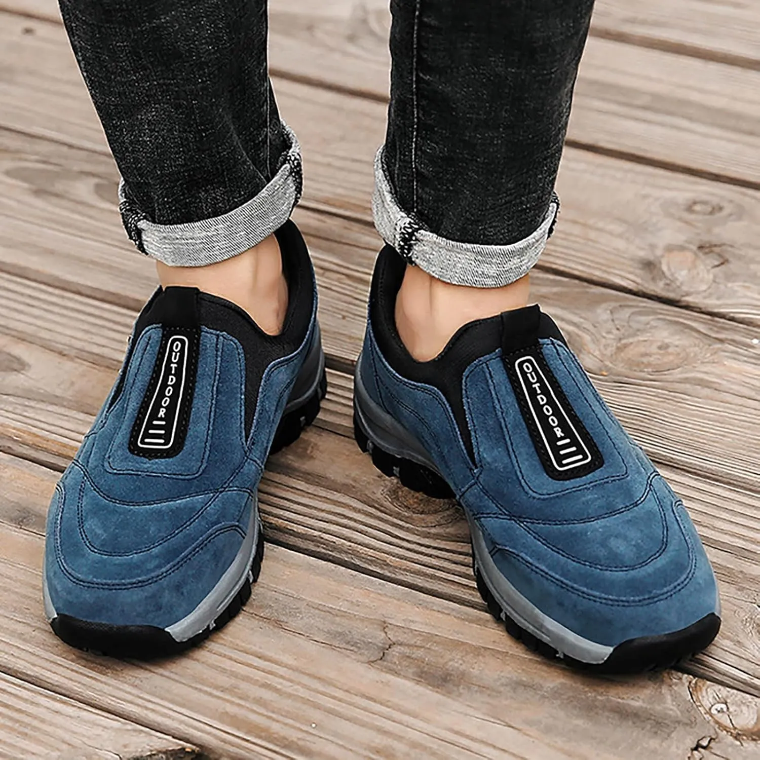 Men's Wide Hiking Shoes Lightweight Walking Shoes Waterproof Work Shoes for Outdoor Trailing Trekking Camping
