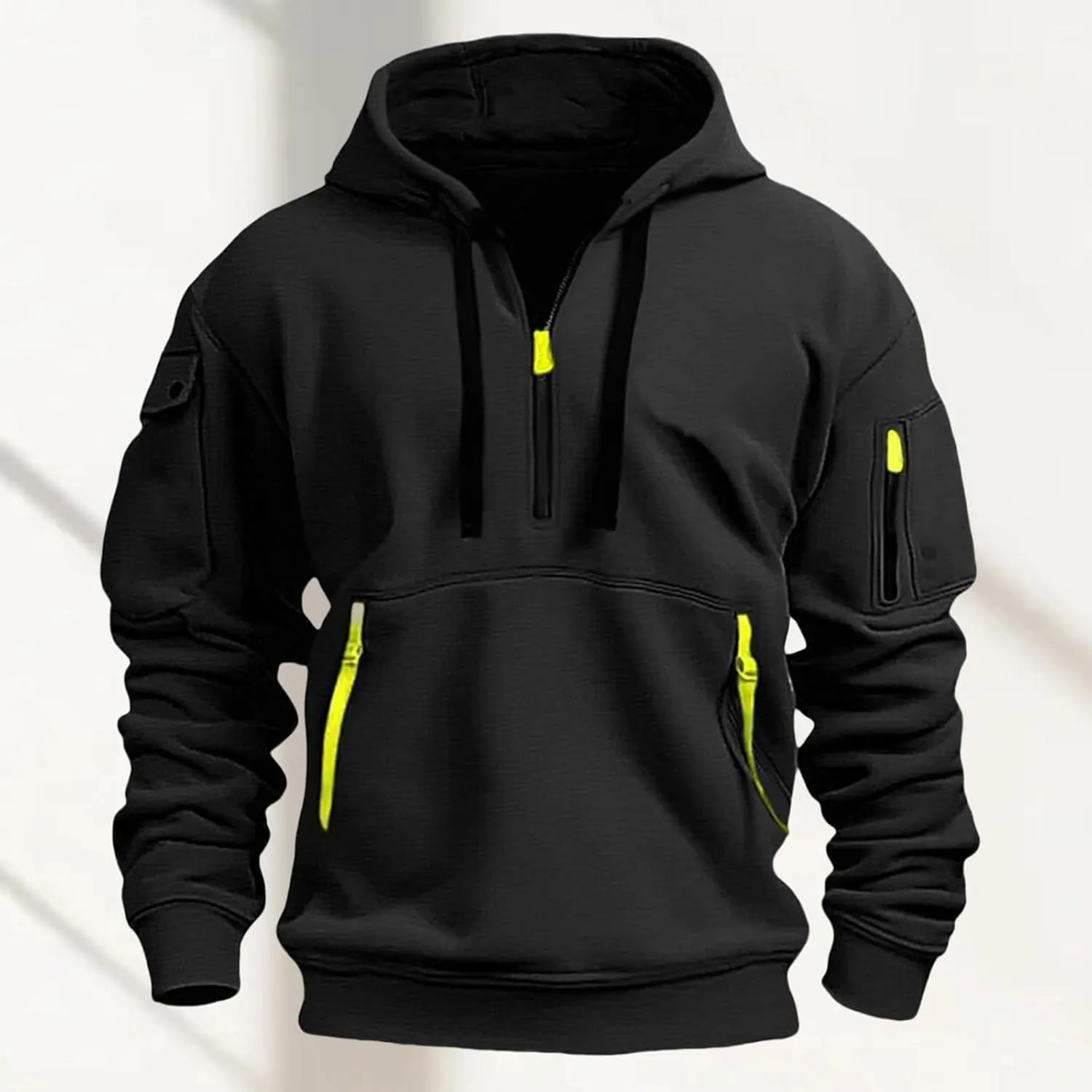 Mens Zip up Hoodies Multiple Pockets Lapel Sweatshirts Fashion Fleece Warm Loose Casual Tops Sports 2024 New
