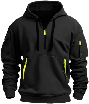 Mens Zip up Hoodies Multiple Pockets Lapel Sweatshirts Fashion Fleece Warm Loose Casual Tops Sports 2024 New