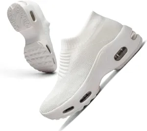 Mesh Sneakers for Women - Non Slip, Slip On, Sock Sneakers - Light Weight, Air Cushion Running, Work Shoes