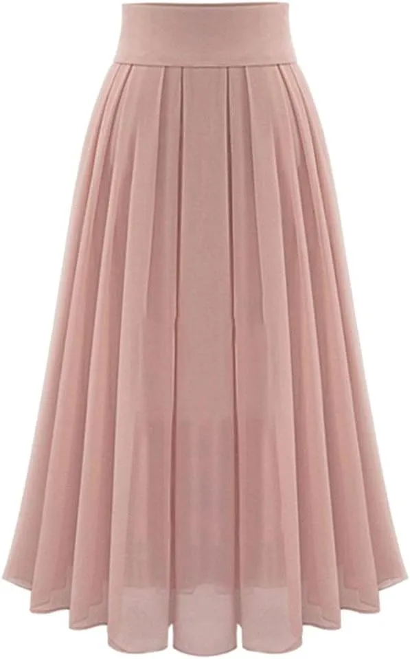 Midi Skirts for Women High Waist Pleated A-Line Swing Skirt Midi Skirts Ruffle Layered Pleated Toddler Ballet