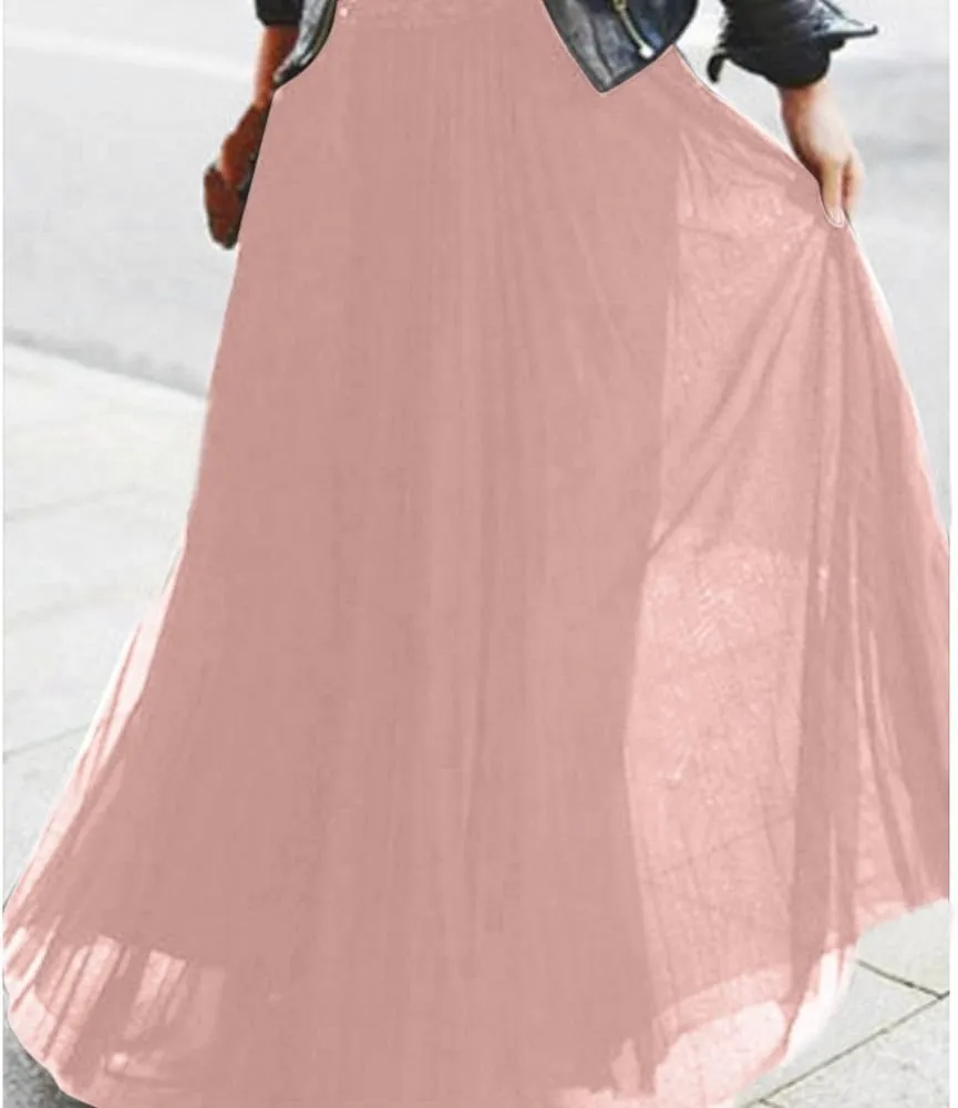 Midi Skirts for Women High Waist Pleated A-Line Swing Skirt Midi Skirts Ruffle Layered Pleated Toddler Ballet