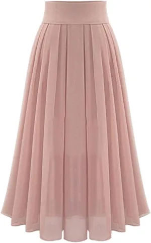 Midi Skirts for Women High Waist Pleated A-Line Swing Skirt Midi Skirts Ruffle Layered Pleated Toddler Ballet