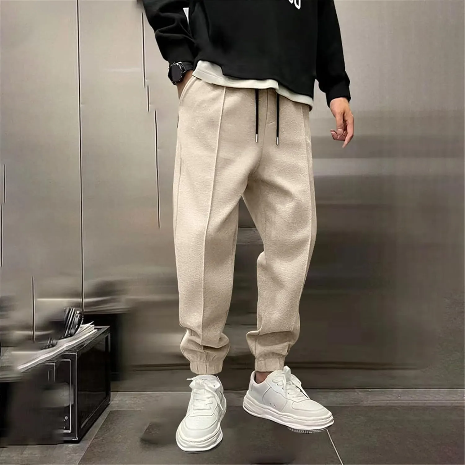 MIDOO Cargo Pants Men Drawstring Chino Cargo Pants Lightweight Hiking Pants Outdoor Twill Track Jogging Sweatpants Pants