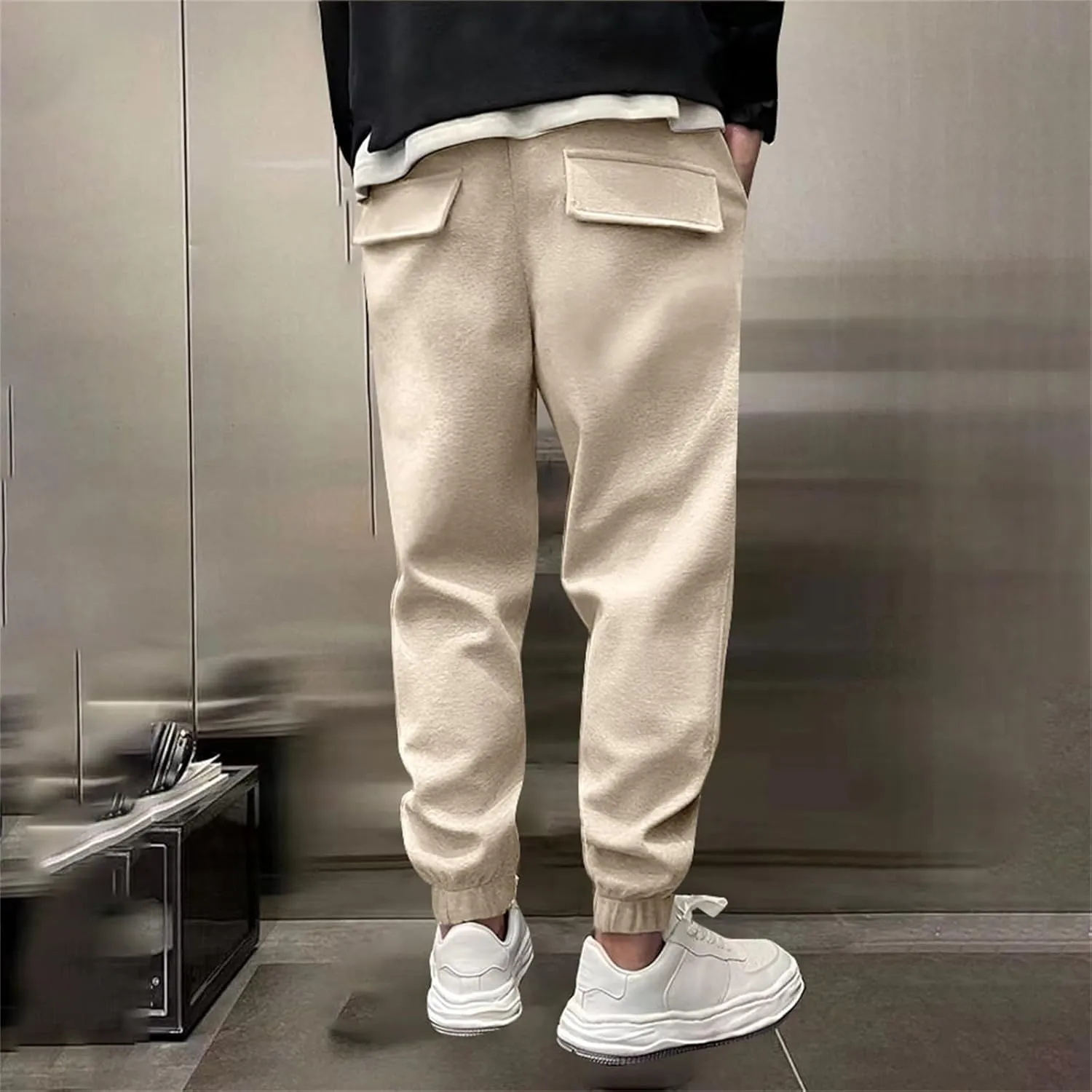 MIDOO Cargo Pants Men Drawstring Chino Cargo Pants Lightweight Hiking Pants Outdoor Twill Track Jogging Sweatpants Pants