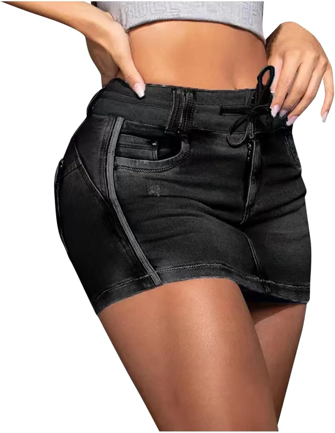 Mini Skirt for Women Denim Skorts for Woman Cargo Faux Wrap Jean Skort Skirts Stretchy High Waisted Womens Summer