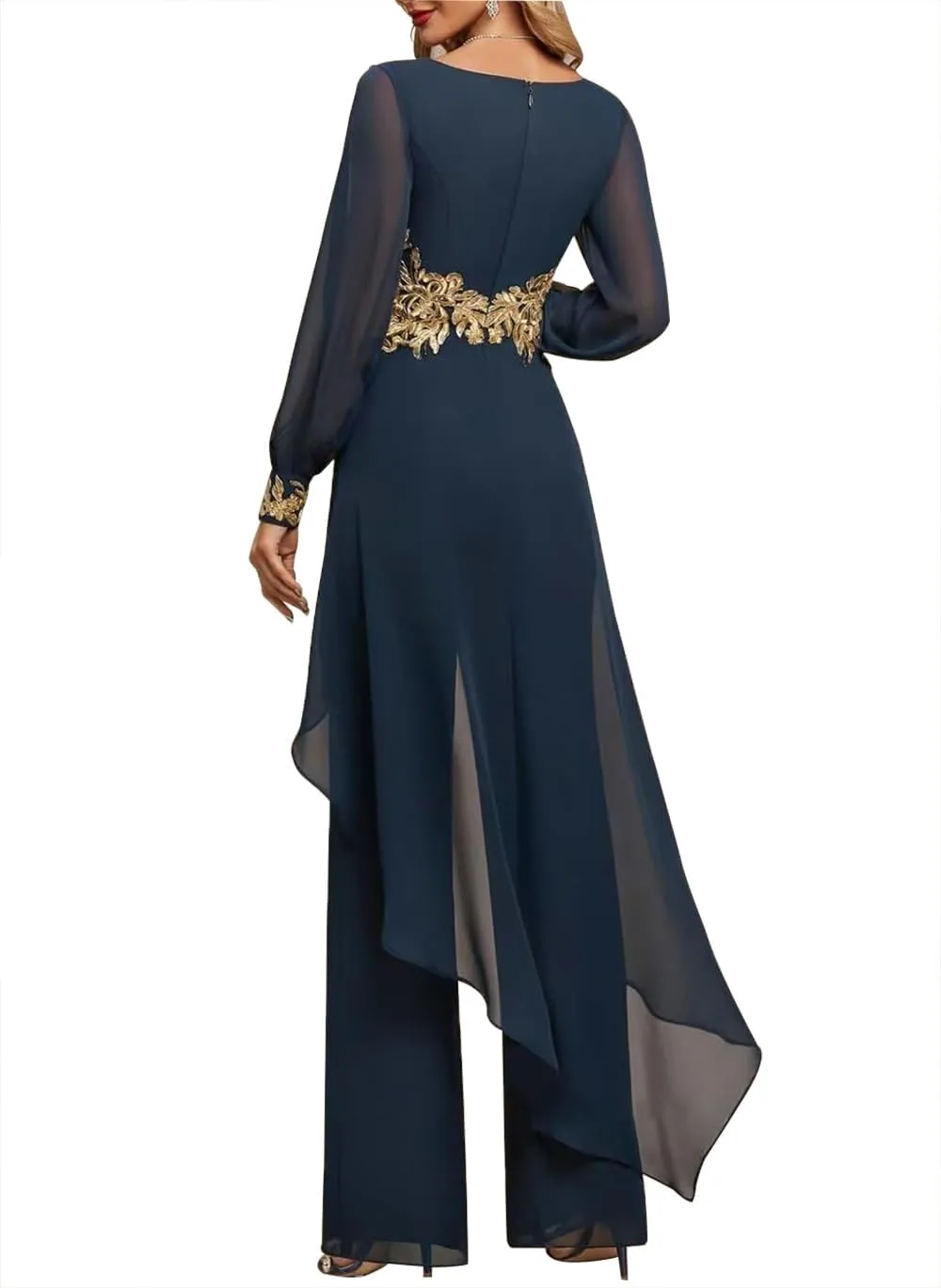 Mother of The Bride Pant Suits 2 Pieces Chiffon Pant Suits for Women Dressy Wedding