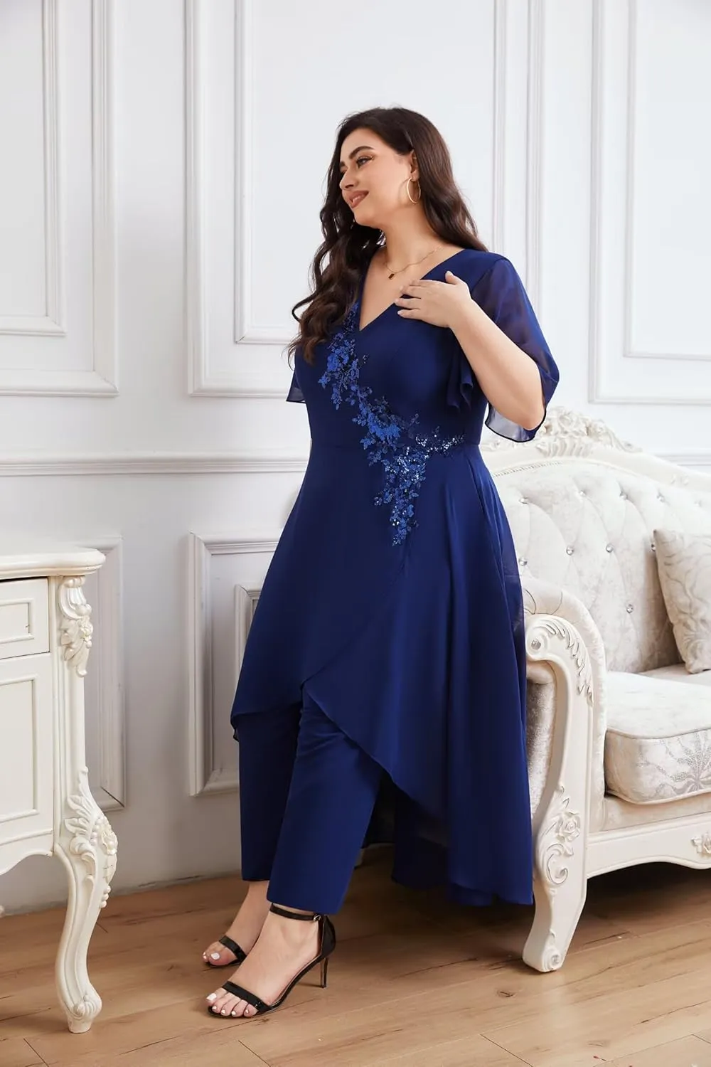 Mother of The Bride Pant Suits Lace Pant Suits for Women Dressy Wedding Chiffon Pant Suits for Wedding Guest Women