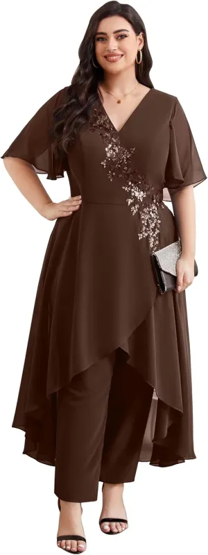 Mother of The Bride Pant Suits Lace Pant Suits for Women Dressy Wedding Chiffon Pant Suits for Wedding Guest Women