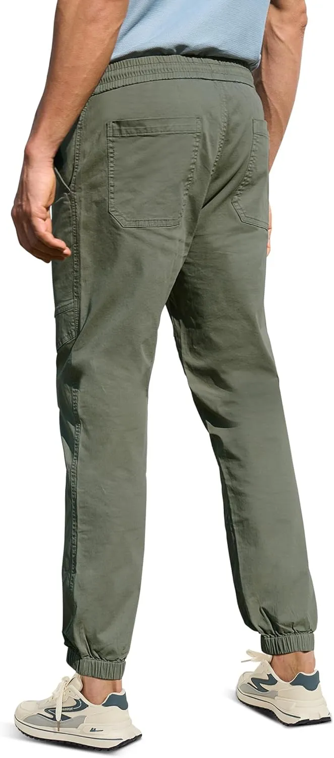 MOURCE Men's Cotton Casual Pants - Slim Fit Joggers for Men with Drawstring & 4 Pockets, Breathable Track Pants Tapered