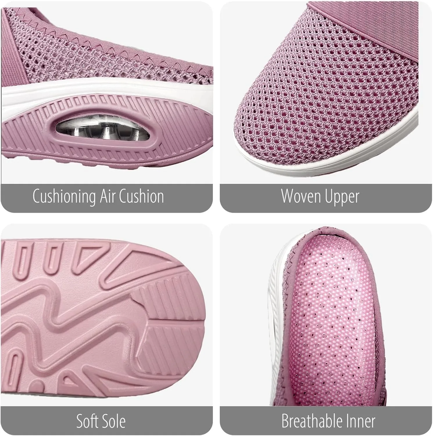 Mules for Women Backless Summer Slip-On Slides Air Cushion Orthopedic Shoes Arch-Support Diabetic Slippers Open Back Mesh Breathable Sandals