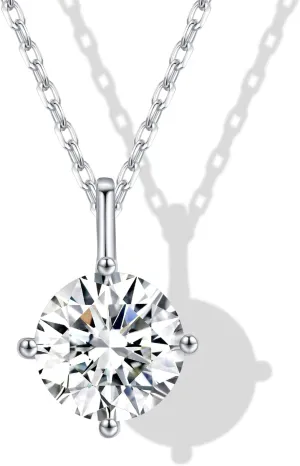 Necklaces for Women, 1-2CT Moissanite Diamond Necklaces for Women Trendy, Gold Plated/Silver Necklaces for Women, Adjustable Necklaces Pendant Chain for Mom (White Gold, 2CT)