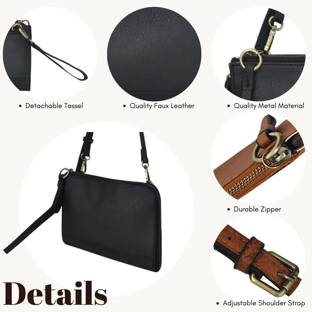 NGIL Faux Leather Crossbody Bag Wristlet Clutch, Shoulder Bag for Women, Wristlet Clutch Purse, Crossbody Bag for Women