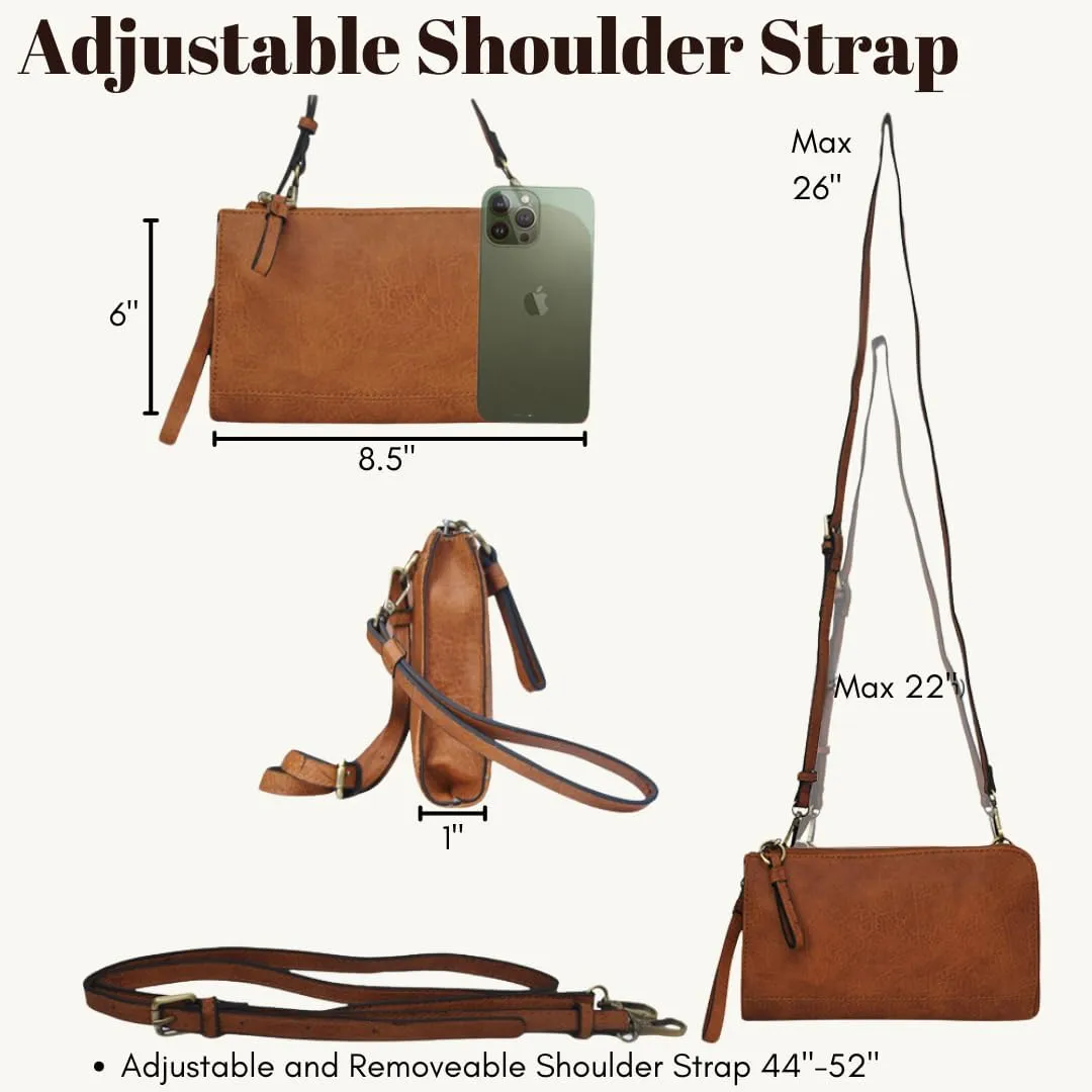 NGIL Faux Leather Crossbody Bag Wristlet Clutch, Shoulder Bag for Women, Wristlet Clutch Purse, Crossbody Bag for Women