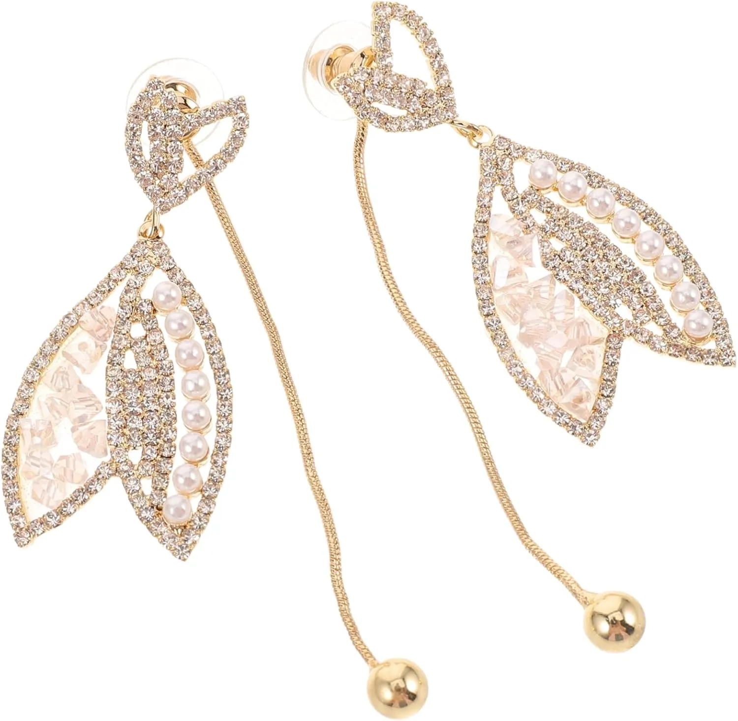NOLITOY Modern Style Dangle Earrings Lightweight Pearl Crystal Tassel Earrings for Women Perfect for Wedding