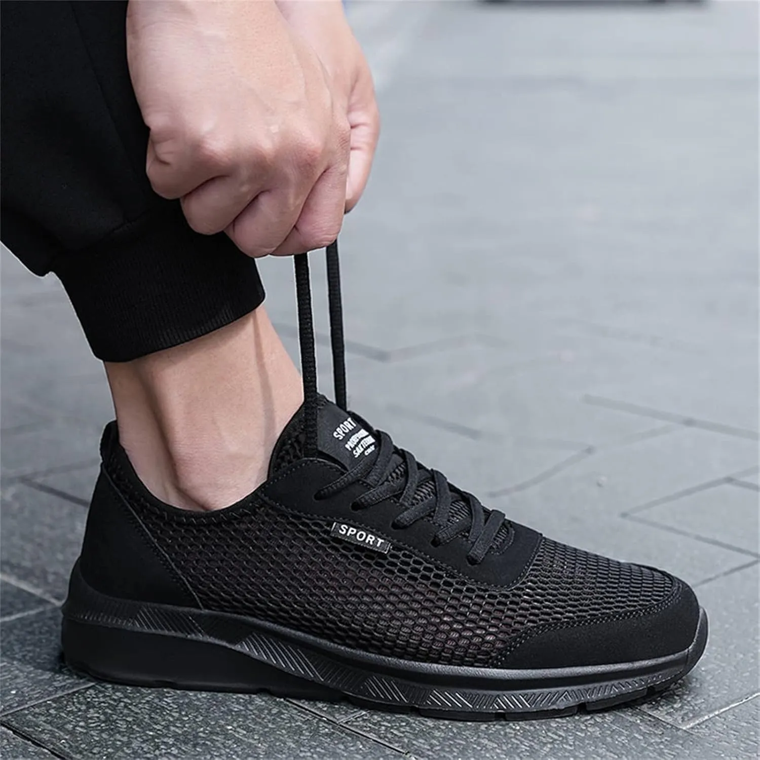 Non Slip Shoes for Men Lightweight Breathable Sneakers Comfortable Work Shoes Walking Shoes for Athletic Tennis Gym