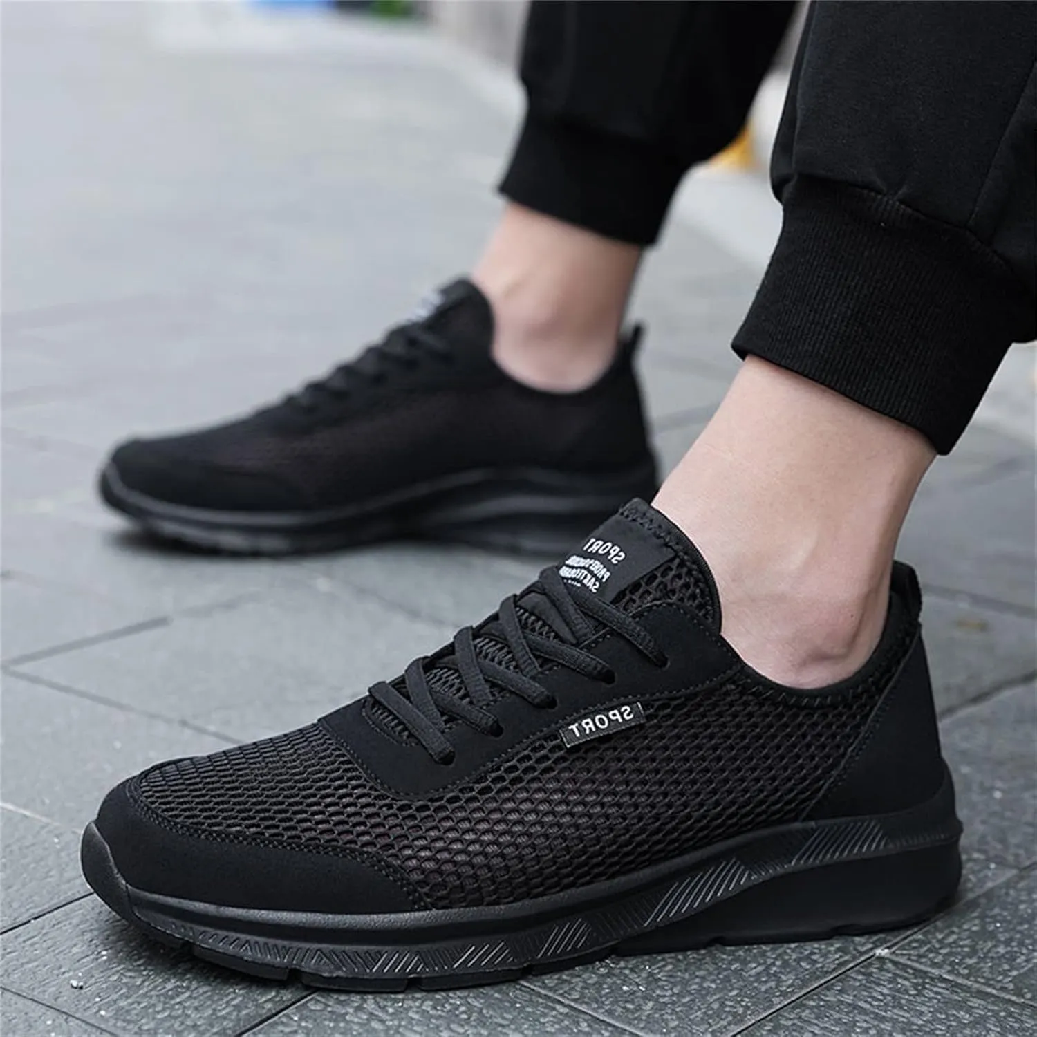 Non Slip Shoes for Men Lightweight Breathable Sneakers Comfortable Work Shoes Walking Shoes for Athletic Tennis Gym