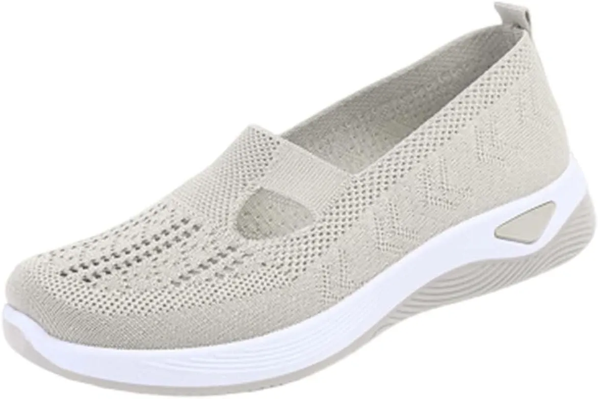 Nurses Shoes for Women Comfortable Slip On Trainers Women Orthopedic Wide Width Shoes Mesh Breathable Walking Slip On Soft Sole Sneakers Non Slip Lightweight Shoes