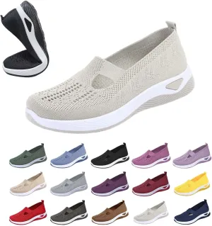 Nurses Shoes for Women Comfortable Slip On Trainers Women Orthopedic Wide Width Shoes Mesh Breathable Walking Slip On Soft Sole Sneakers Non Slip Lightweight Shoes