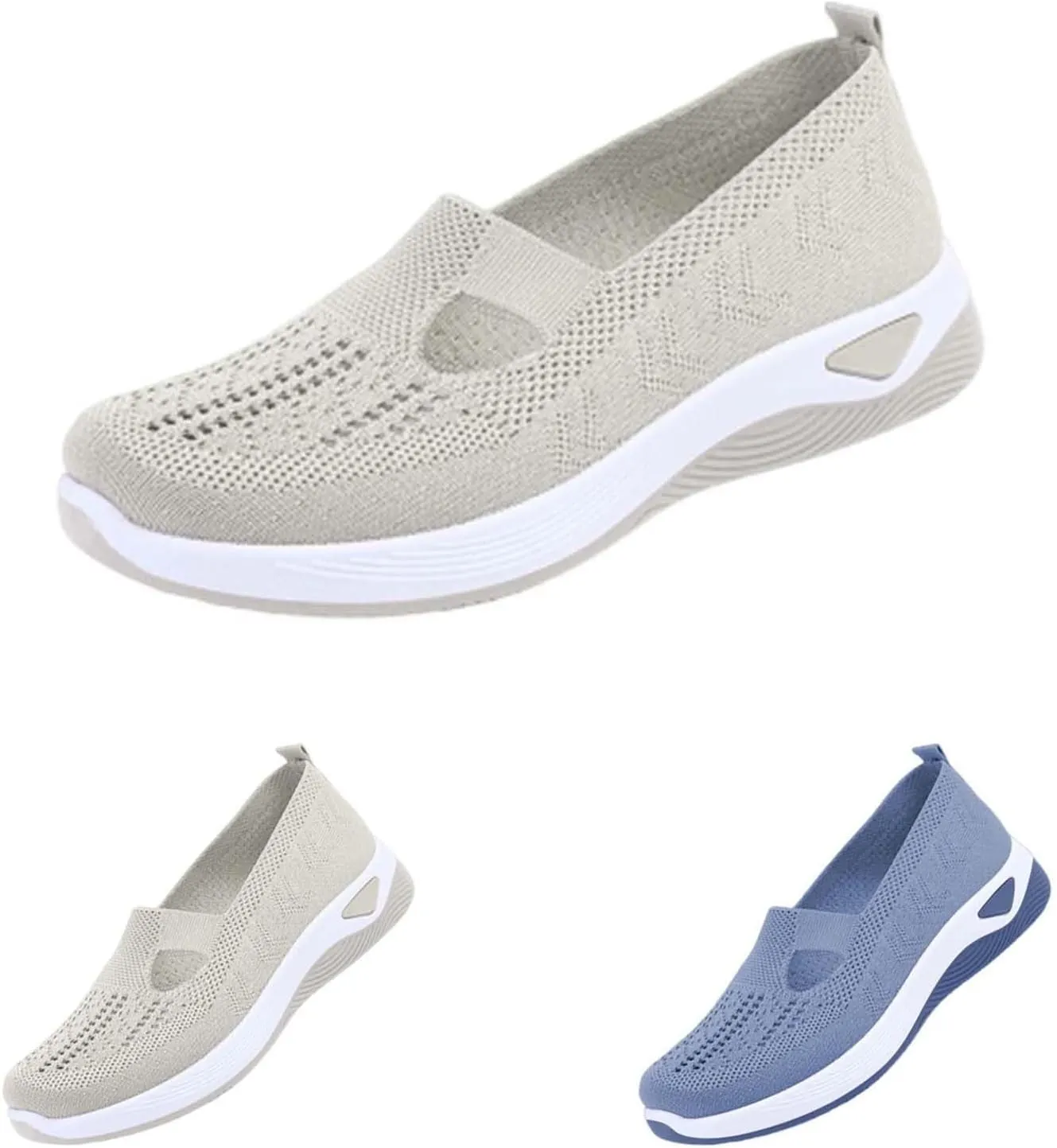 Nurses Shoes for Women Comfortable Slip On Trainers Women Orthopedic Wide Width Shoes Mesh Breathable Walking Slip On Soft Sole Sneakers Non Slip Lightweight Shoes