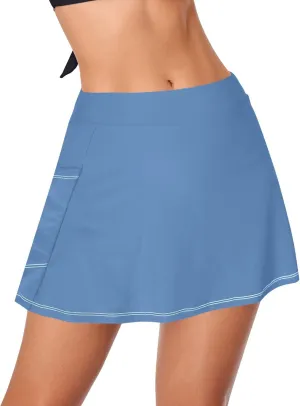 ODAWA Alice Blue Swim Skirt Women's Swim Skirt with Pocket Swim Skirts for Women