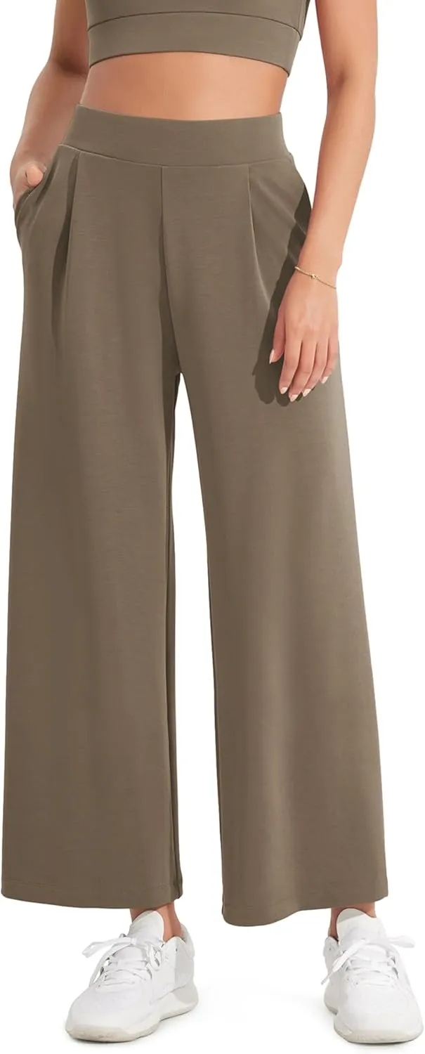ODODOS Modal Soft Wide Leg Cropped Pants for Women High Waist Casual Relaxed Pants with Pockets-25 Inseam