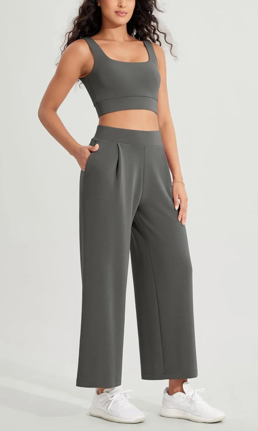 ODODOS Modal Soft Wide Leg Cropped Pants for Women High Waist Casual Relaxed Pants with Pockets-25 Inseam