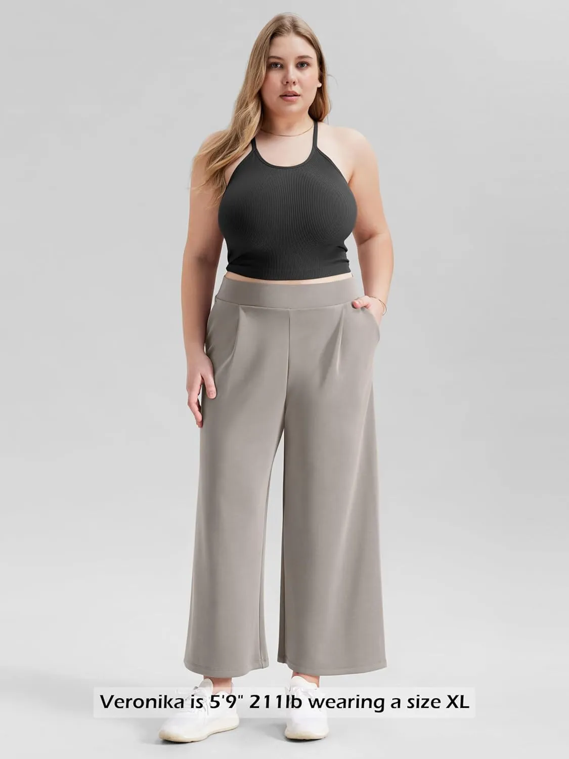 ODODOS Modal Soft Wide Leg Cropped Pants for Women High Waist Casual Relaxed Pants with Pockets-25 Inseam