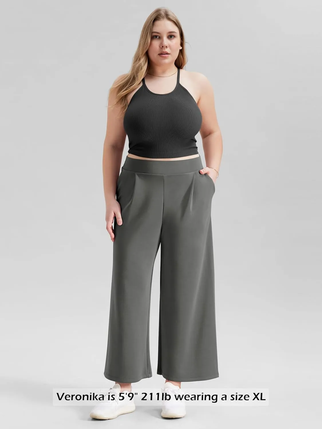 ODODOS Modal Soft Wide Leg Cropped Pants for Women High Waist Casual Relaxed Pants with Pockets-25 Inseam