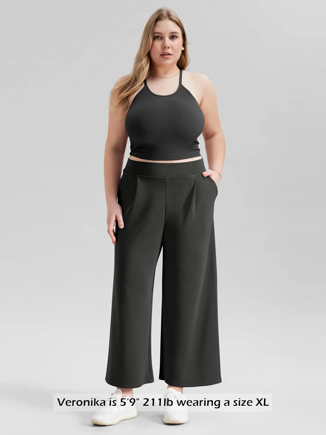 ODODOS Modal Soft Wide Leg Cropped Pants for Women High Waist Casual Relaxed Pants with Pockets-25 Inseam