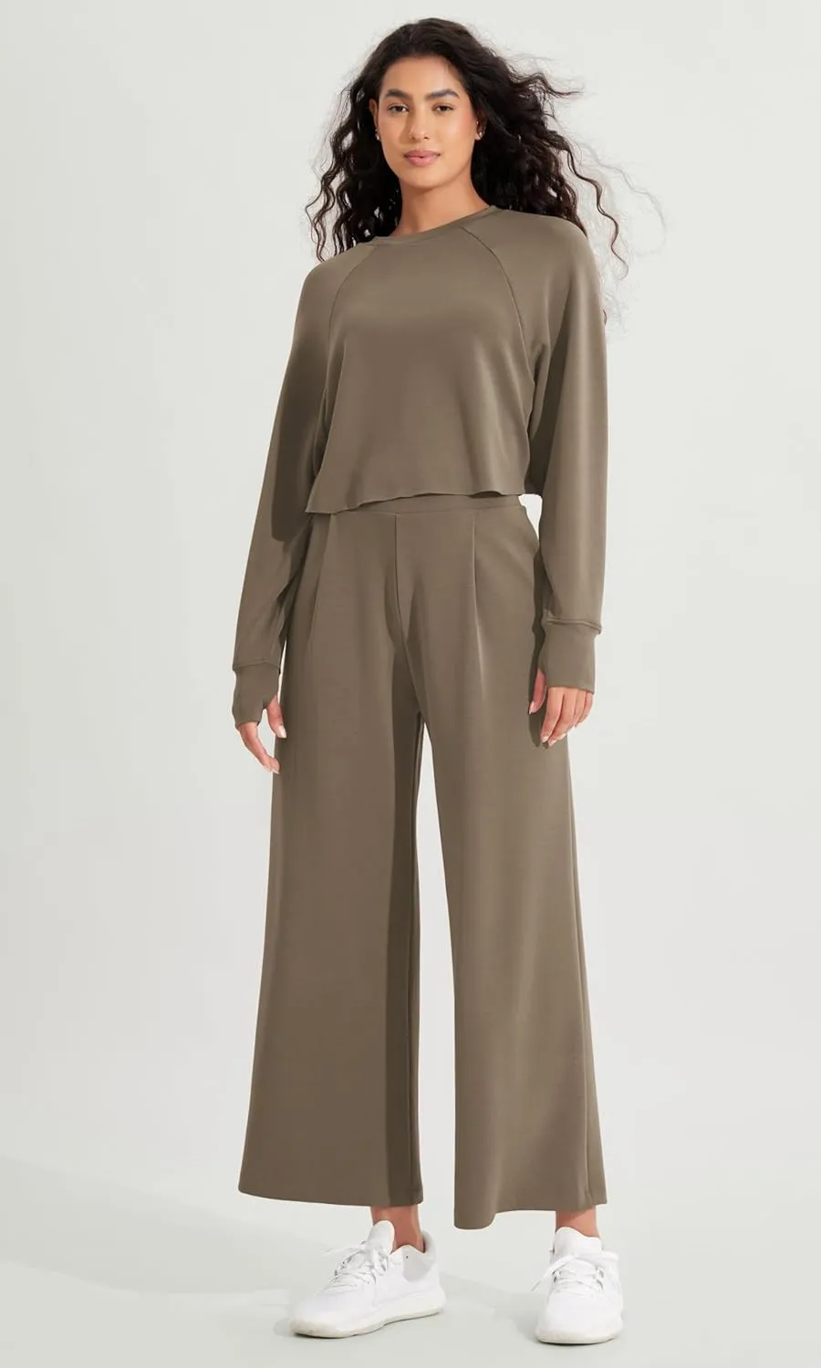 ODODOS Modal Soft Wide Leg Cropped Pants for Women High Waist Casual Relaxed Pants with Pockets-25 Inseam