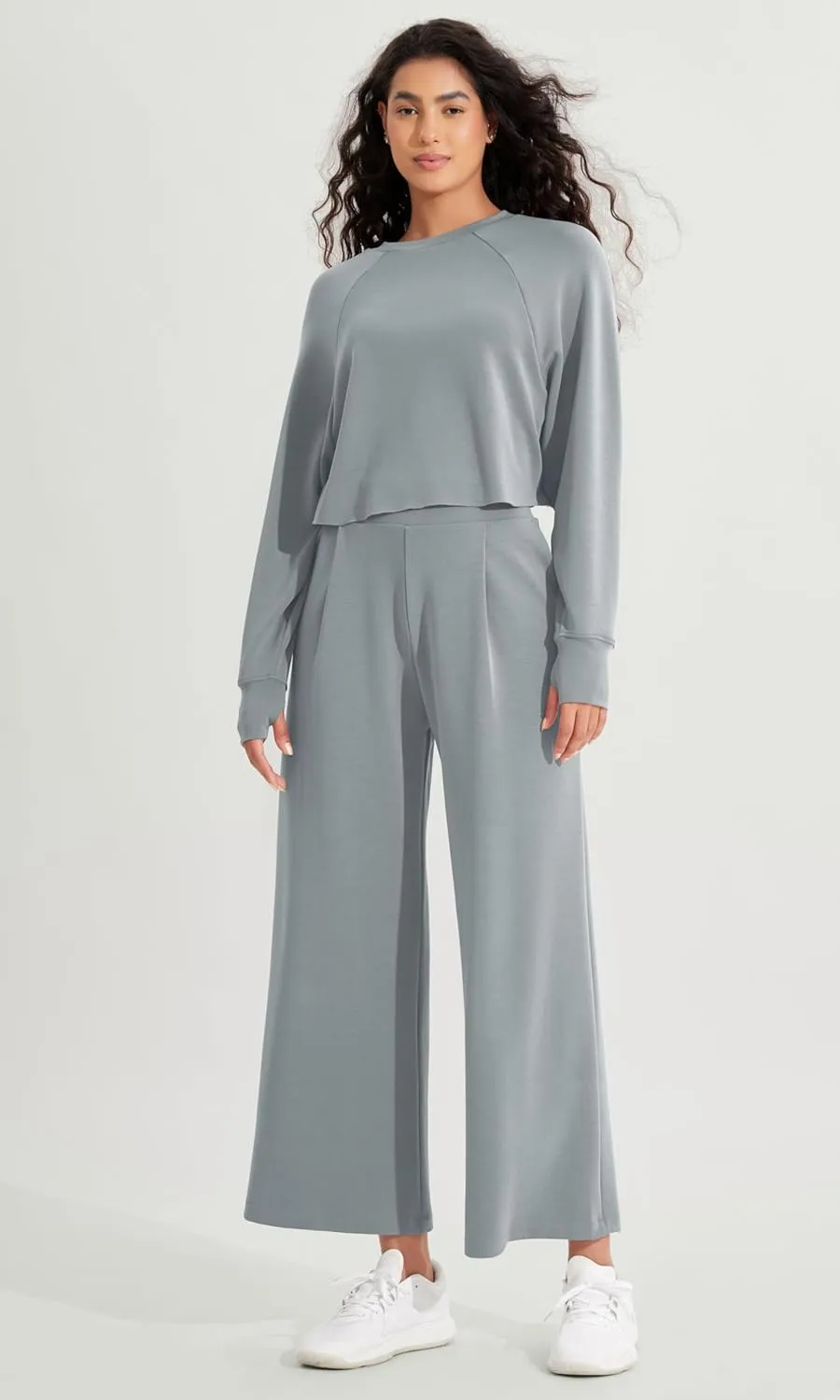 ODODOS Modal Soft Wide Leg Cropped Pants for Women High Waist Casual Relaxed Pants with Pockets-25 Inseam