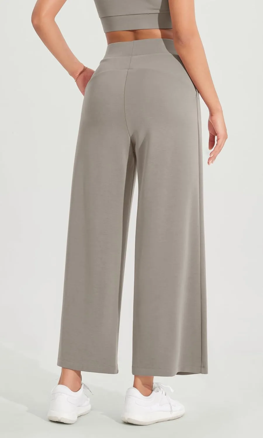ODODOS Modal Soft Wide Leg Cropped Pants for Women High Waist Casual Relaxed Pants with Pockets-25 Inseam
