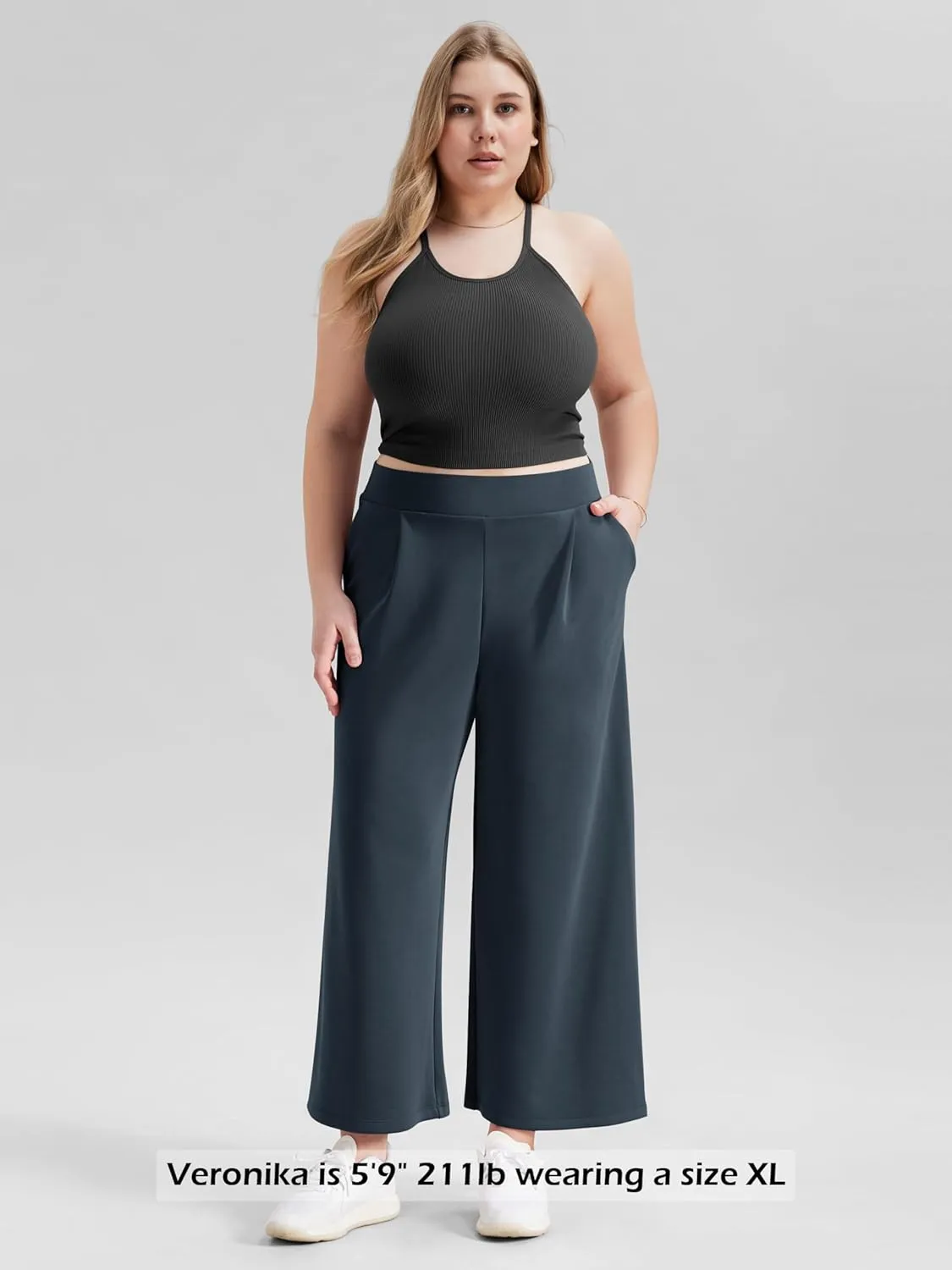 ODODOS Modal Soft Wide Leg Cropped Pants for Women High Waist Casual Relaxed Pants with Pockets-25 Inseam