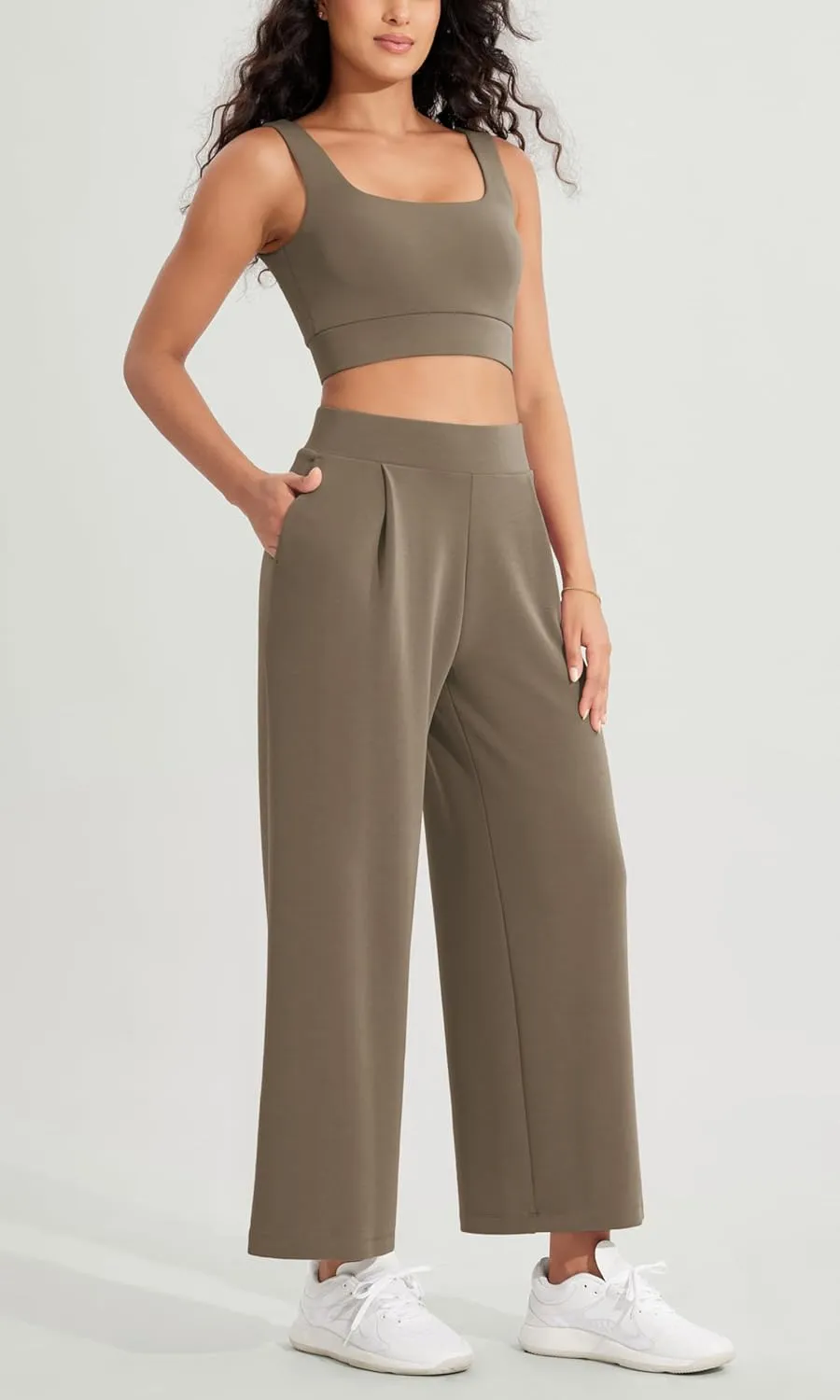 ODODOS Modal Soft Wide Leg Cropped Pants for Women High Waist Casual Relaxed Pants with Pockets-25 Inseam
