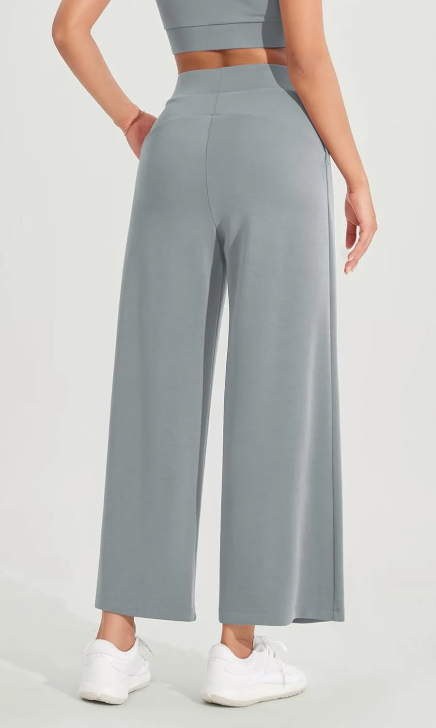 ODODOS Modal Soft Wide Leg Cropped Pants for Women High Waist Casual Relaxed Pants with Pockets-25 Inseam