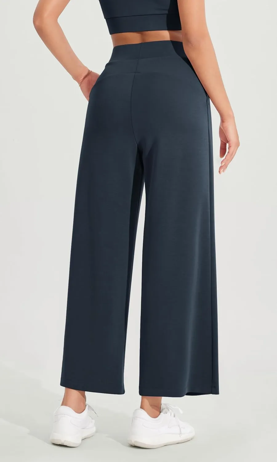 ODODOS Modal Soft Wide Leg Cropped Pants for Women High Waist Casual Relaxed Pants with Pockets-25 Inseam