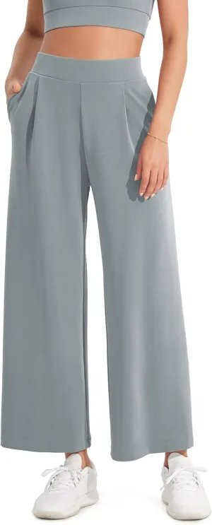 ODODOS Modal Soft Wide Leg Cropped Pants for Women High Waist Casual Relaxed Pants with Pockets-25 Inseam