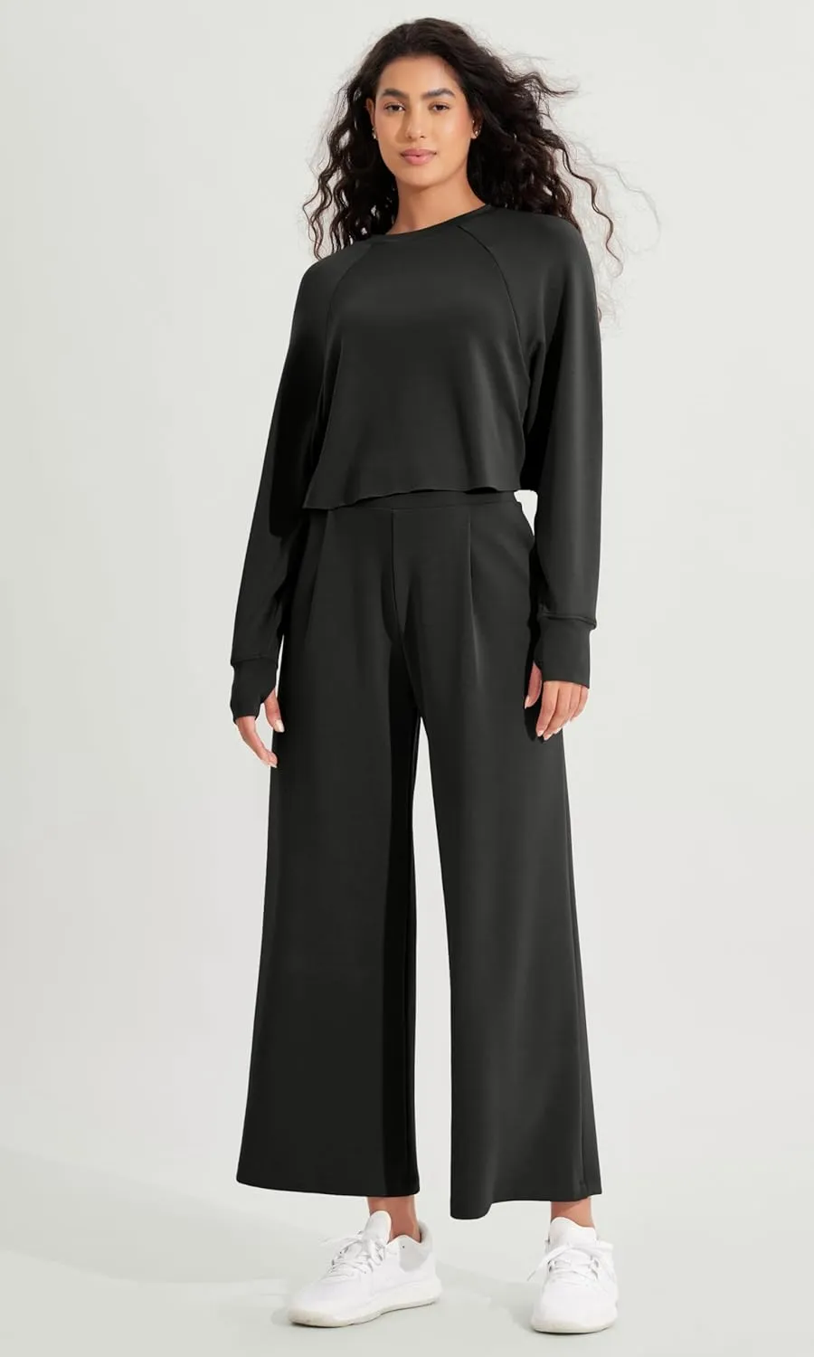 ODODOS Modal Soft Wide Leg Cropped Pants for Women High Waist Casual Relaxed Pants with Pockets-25 Inseam