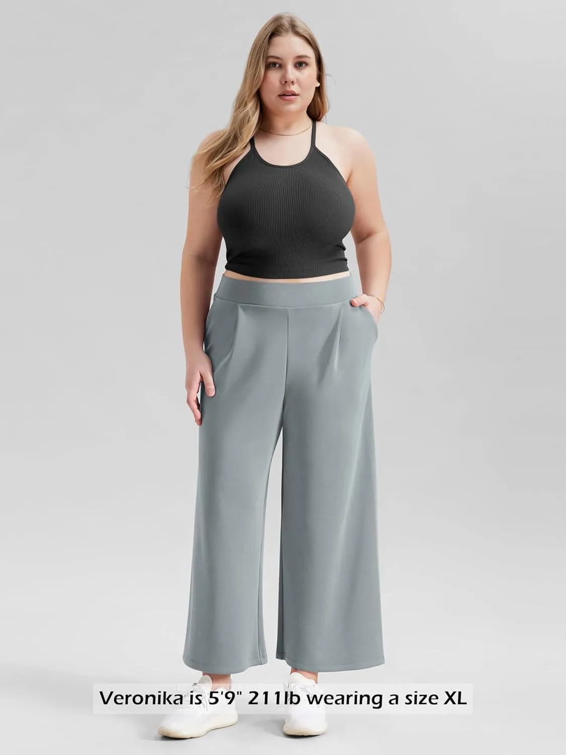 ODODOS Modal Soft Wide Leg Cropped Pants for Women High Waist Casual Relaxed Pants with Pockets-25 Inseam