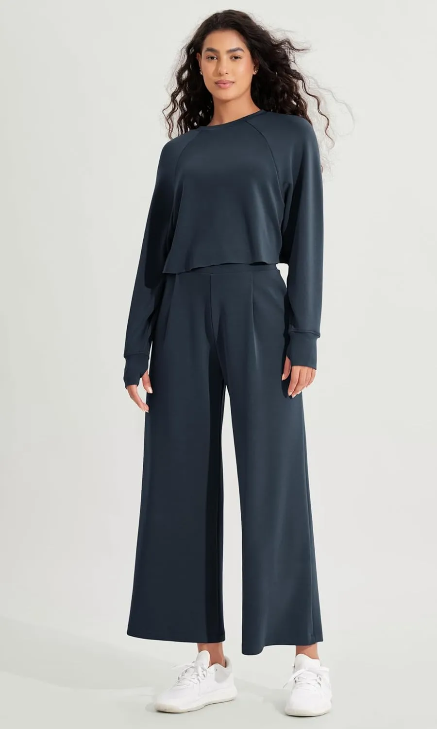 ODODOS Modal Soft Wide Leg Cropped Pants for Women High Waist Casual Relaxed Pants with Pockets-25 Inseam