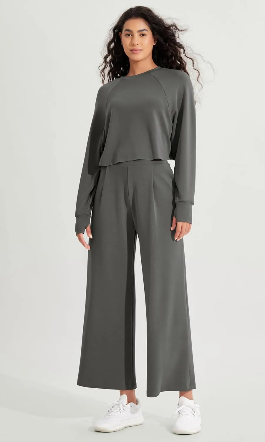 ODODOS Modal Soft Wide Leg Cropped Pants for Women High Waist Casual Relaxed Pants with Pockets-25 Inseam