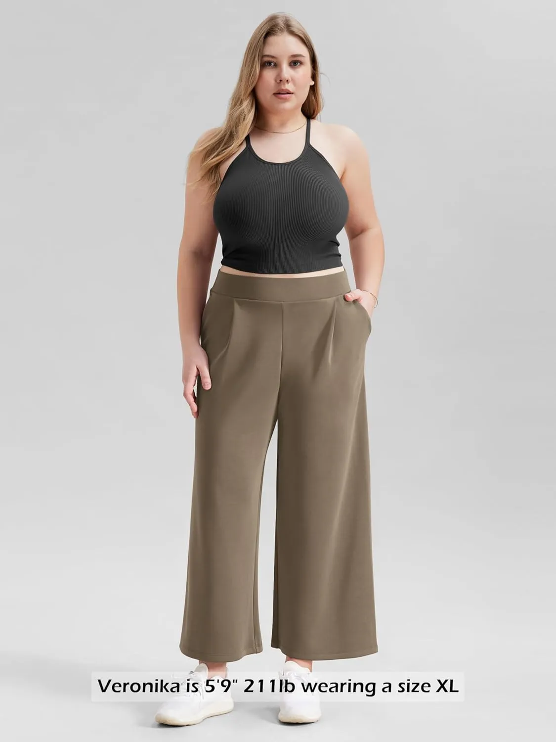 ODODOS Modal Soft Wide Leg Cropped Pants for Women High Waist Casual Relaxed Pants with Pockets-25 Inseam