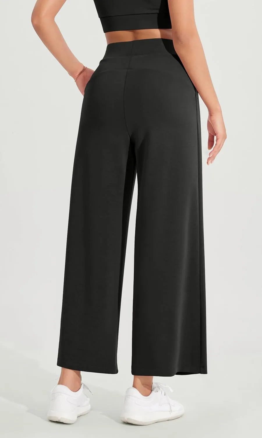 ODODOS Modal Soft Wide Leg Cropped Pants for Women High Waist Casual Relaxed Pants with Pockets-25 Inseam