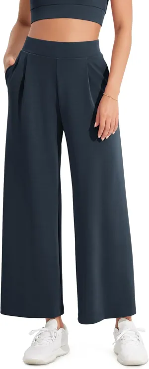 ODODOS Modal Soft Wide Leg Cropped Pants for Women High Waist Casual Relaxed Pants with Pockets-25 Inseam