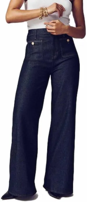 Oprah's Favorite - Tummy Control Sailor Wide Leg Trouser | Chiccurva Jeans | Wide Leg Cropped Denim Pants